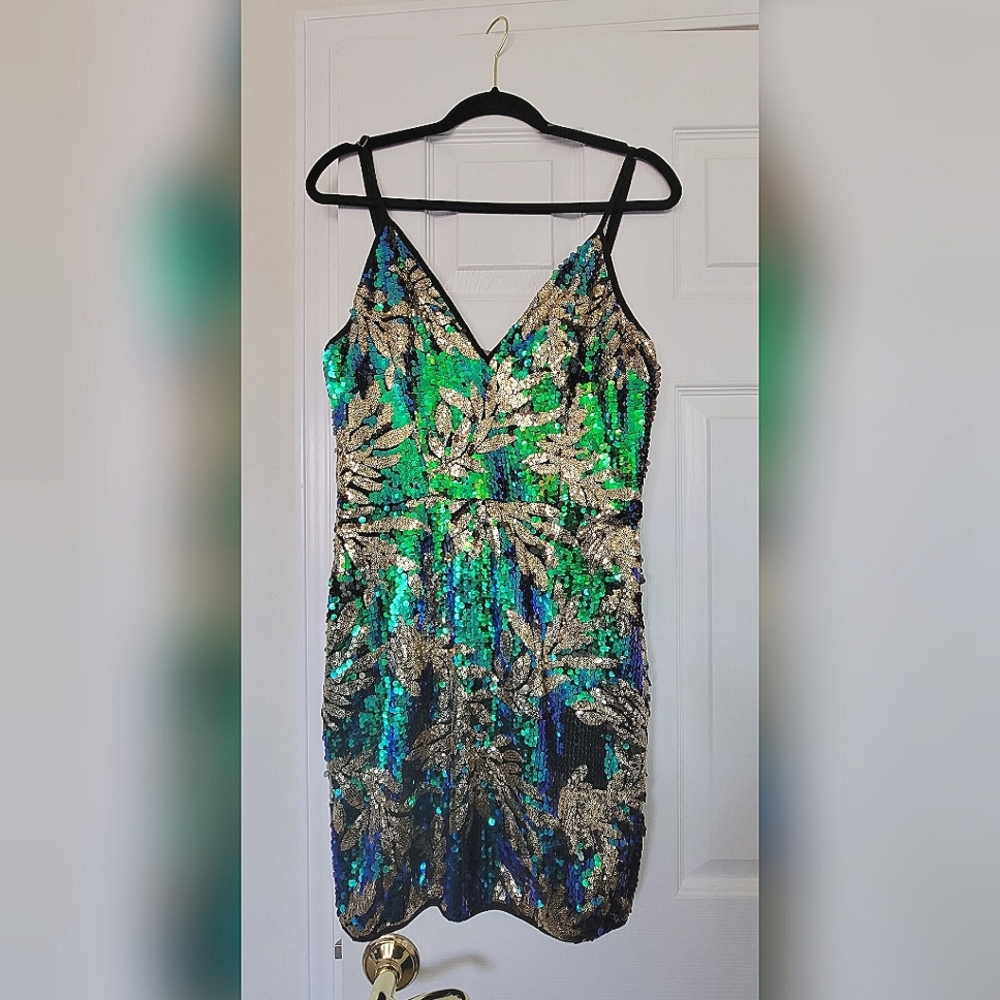 NEW Sequin Spaghetti Strap Mini Dress